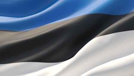 Waved highly detailed close-up flag of Estonia. 3D illustration.の写真素材