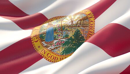 Flag of Florida - United States of America states flags collection. 3D illustration.の写真素材