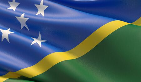 High resolution close-up flag of Solomon Islands. 3D illustration.の写真素材