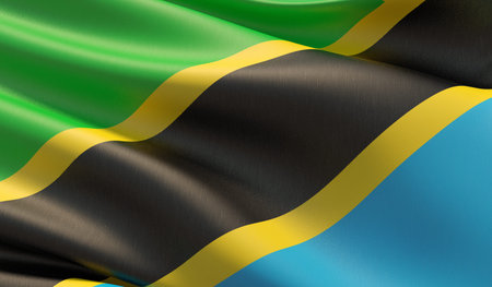 High resolution close-up flag of Tanzania. 3D illustration.の写真素材