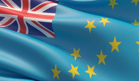 High resolution close-up flag of Tuvalu. 3D illustration.の写真素材