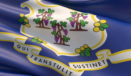 High resolution close-up Flag of Connecticut - United States of America states flags collection. 3D illustration.の写真素材