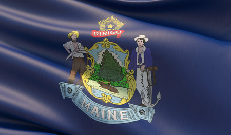 High resolution close-up Flag of Maine - United States of America states flags collection. 3D illustration.の写真素材