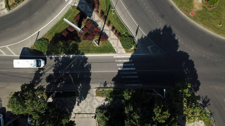 City roads from above - modern urban roundabout intersection