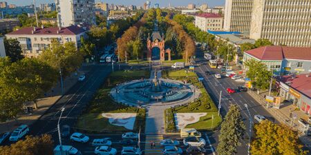 Krasnodar, Russia - August 2019: Monument to Catherine the Great, towering in Catherines Square of Krasnodarのeditorial素材
