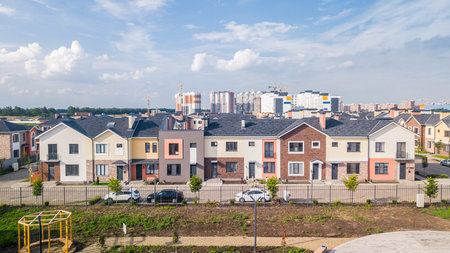 Outdoor urban view of modern real estate homes