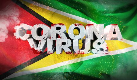 Waving national flag of Guyana. Waved highly detailed close-up 3D render.の写真素材