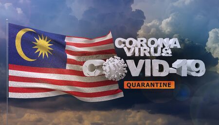 Coronavirus disease COVID-19 infection concept - waving flag of Malaysia. 3D illustration.の写真素材
