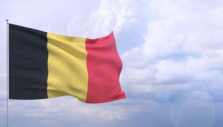 High resolution close-up flag of Belgium. 3D illustration.の写真素材