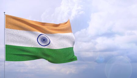 Waving flags of the world - flag of India. 3D illustration.の写真素材
