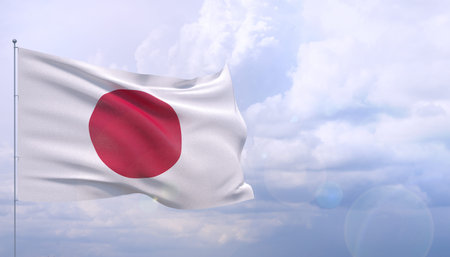 Waving flags of the world - flag of Japan. 3D illustration.の写真素材