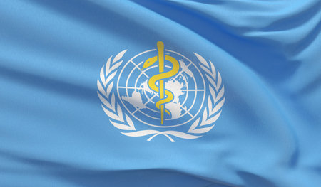 Background with flag of The World Health Organization WHO