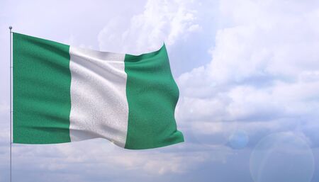 Waving flags of the world - flag of Nigeria. 3D illustration.の写真素材