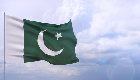 Waving flags of the world - flag of Pakistan. 3D illustration.