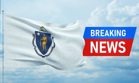 Breaking news modern concept. Background with flag of american states.の写真素材