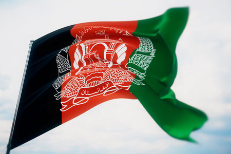 Waving flags of the world - flag of Afghanistan. 3D illustration.