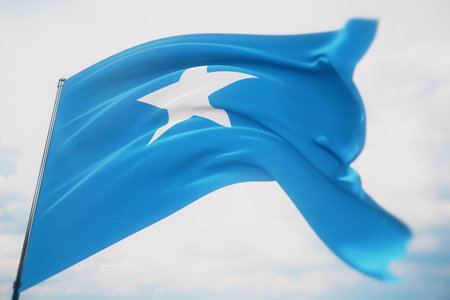 Waving flags of the world - flag of Somalia. Shot with a shallow depth of field, selective focus. 3D...