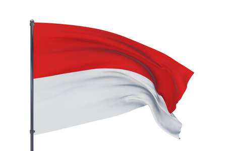 3D illustration. Waving flags of the world - flag of Indonesia. Isolated on white background.の写真素材