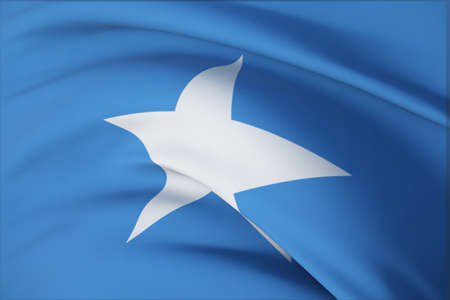 Waving flags of the world - flag of Somalia. Closeup view, 3D illustration.の写真素材