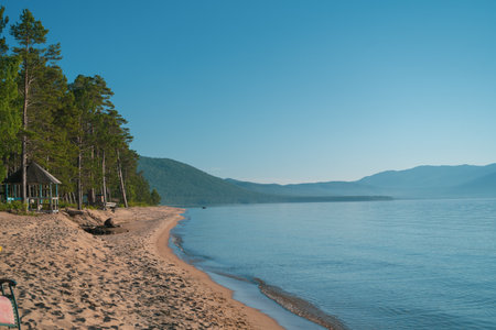 Picturesque view of Lake Baikal in southern Siberia, Russia. Baikal lake summer landscape view.の写真素材