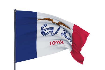 State of Iowa flag. 3D illustration, isolated on white, flags of the U.S. states and territoriesの写真素材