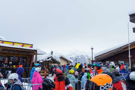 Rosa Khutor Russia - January, 2022, alpine ski resort in Krasnodar Krai, located at the Aibga Ridge of the Western Caucasus near Krasnaya Polyana.のeditorial素材