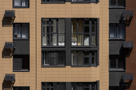 Facade of a modern residential building, building texture