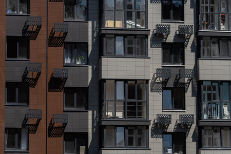 Facade of a modern residential building, building texture