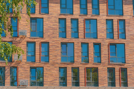 Facade of a modern residential building, building texture