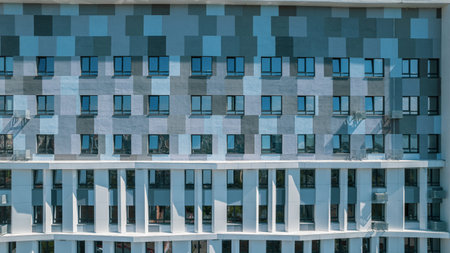 Facade of a modern residential building, building texture