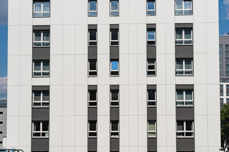 Facade of a modern residential building, building texture