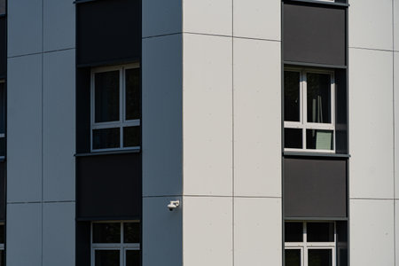 Facade of a modern residential building, building textureの写真素材