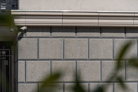 Facade of a modern residential building, building textureの写真素材