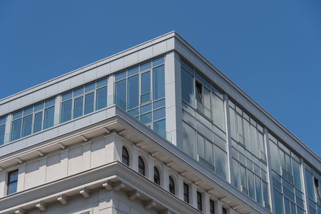 Facade of a modern residential building, building textureの写真素材