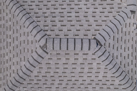 Shingles texture - close up view of asphalt roofing shinglesの写真素材