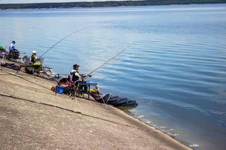 Lipetsk Russia 13 May, 2018 People fish at competitions to winのeditorial素材