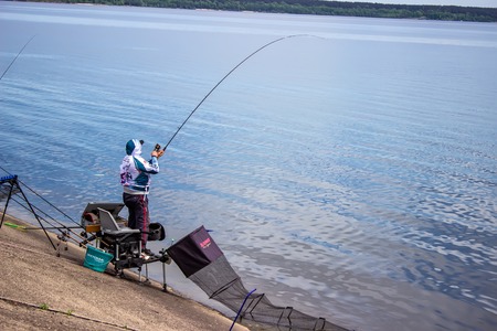 Lipetsk Russia 13 May, 2018 :fishing competitionのeditorial素材