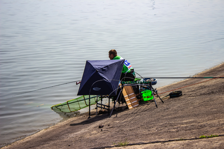 Lipetsk Russia 13 May, 2018 : fishing competitionのeditorial素材