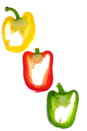yellow, red and green bell sliceの写真素材