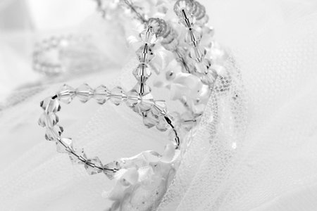 wedding tiara with crystal design in black and whiteの写真素材