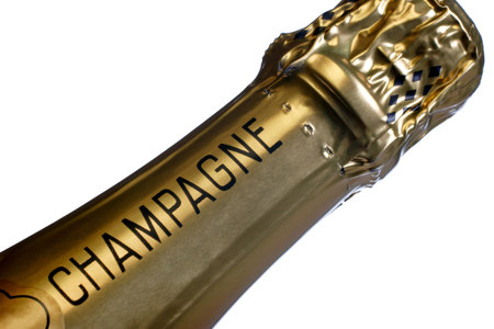unopened bottle of champagneの写真素材