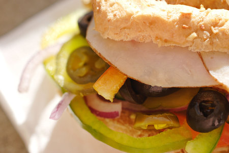 chicken salad sandwich with shallow depth of fieldの写真素材