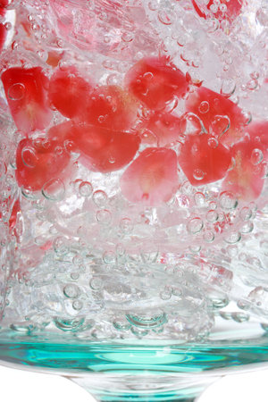 pomegranate fruit cocktail with garnish in stemmed fancy glassの写真素材