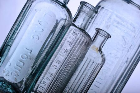 antique glass bottles, medical purposesの写真素材