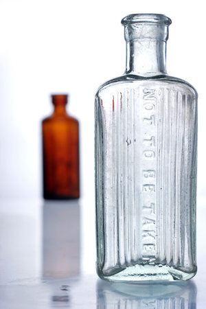 antique glass bottles, medical purposesの写真素材