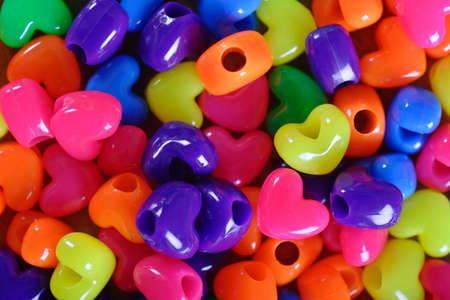 decorative colored loveheart shaped beadsの写真素材