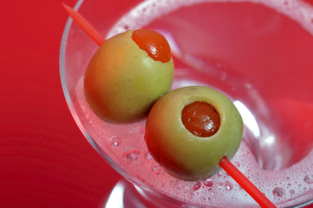 dry martini and lemonade, with stuffed olivesの写真素材
