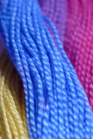 colorful thread, closeup to show fibresの写真素材