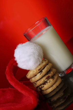 milk and cookies for santaの写真素材