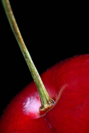 close-up of a lovely ripe red cherry の写真素材